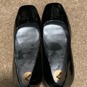 Marc Fisher Black Patent Square-Toe Flats